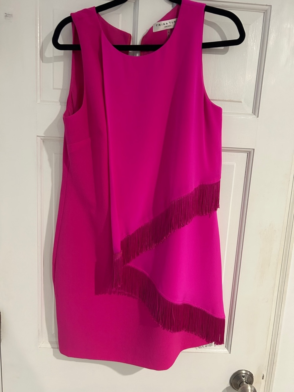 Trina Turk Hot Pink Sleeveless Fringe Mini Dress